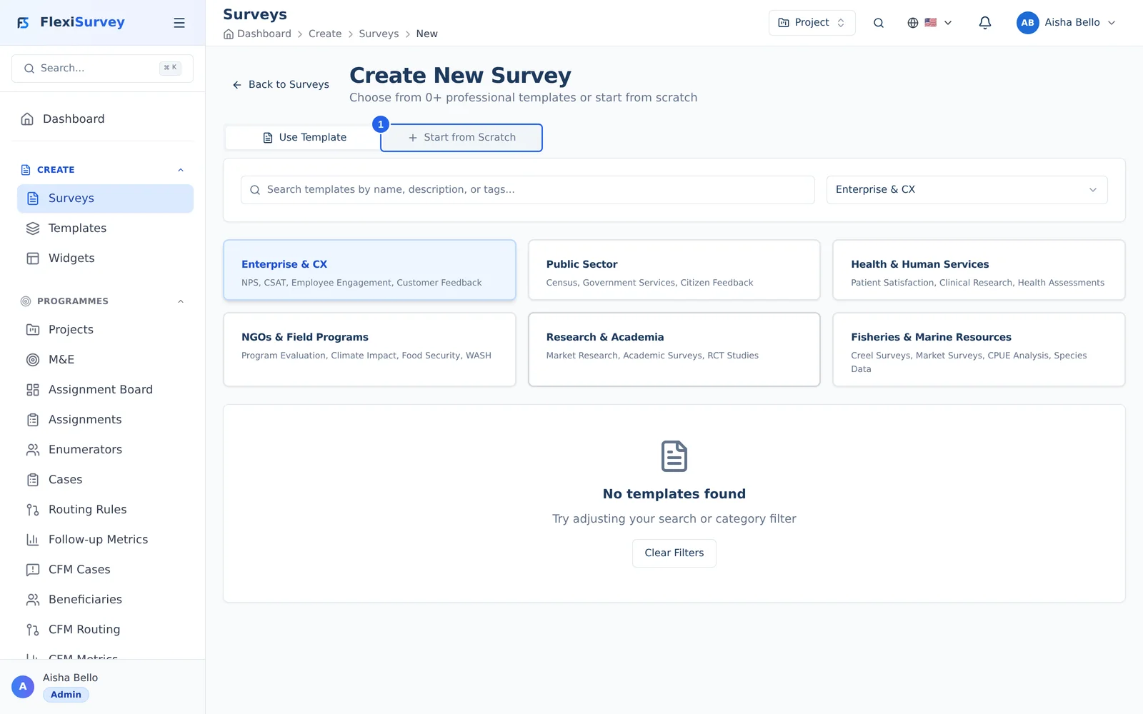 Start a new survey