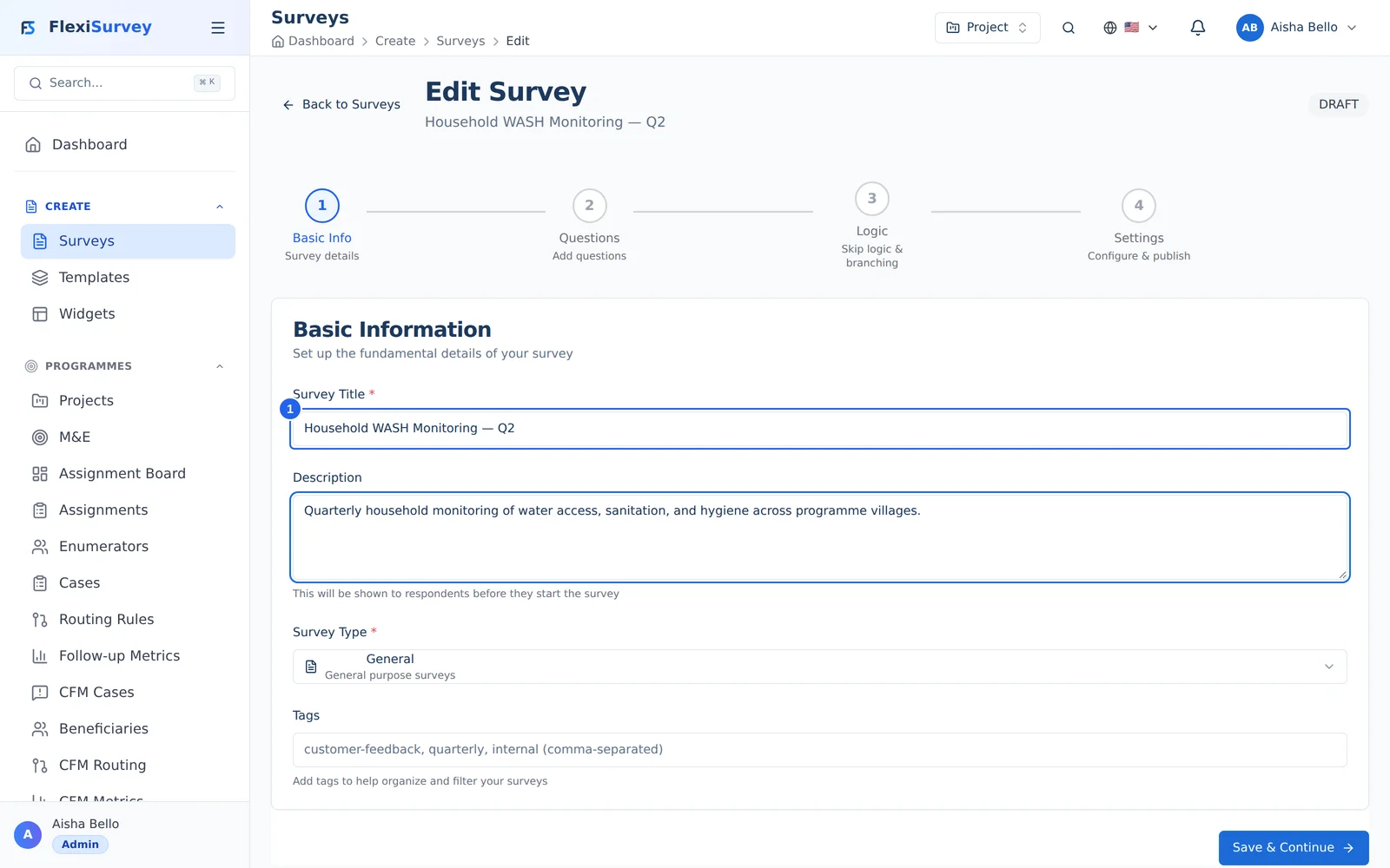 Name and describe your survey